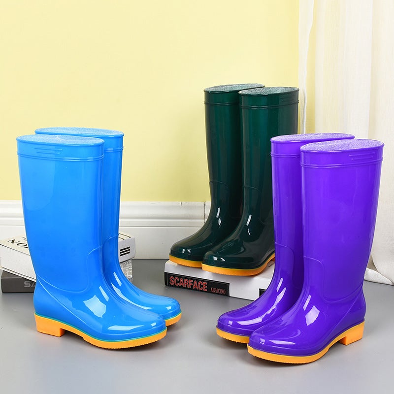 Mid-High Non-Slip Waterproof Shoes Jelly Rain Boots Rain Boots Water Boots Warm Overshoes Fashionable Long Tube - Image 4